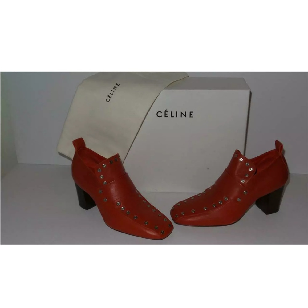 CELINE SOFT LEATHER PUMP 70 STUD DETAIL LOAFERS - Picture 11 of 11